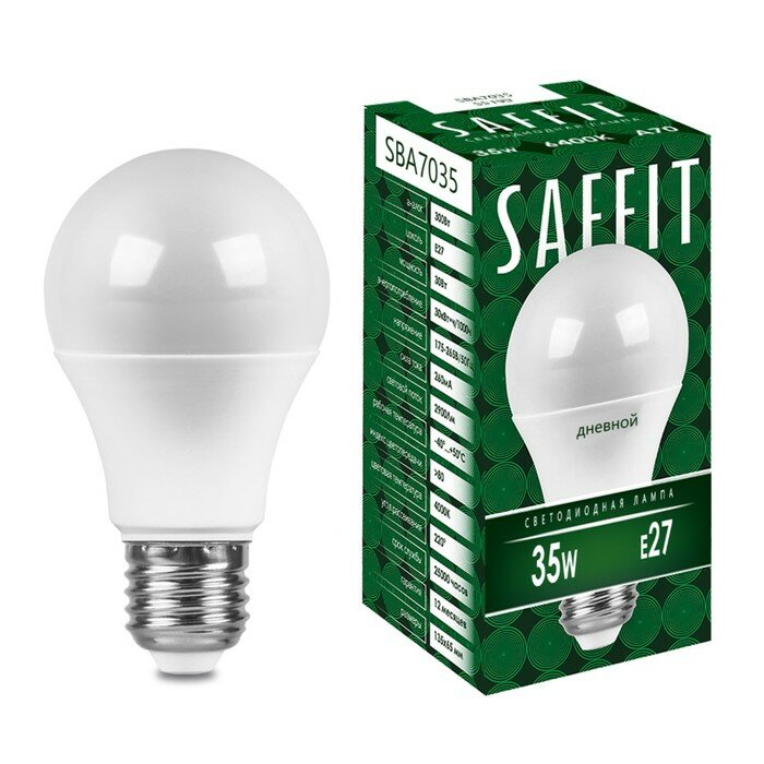 Лампа светодиодная SAFFIT, 35W 230V E27 6400K A70, SBA7035