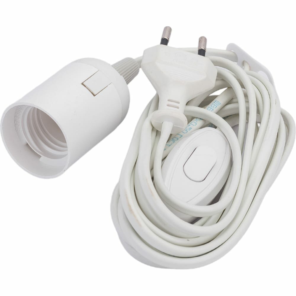 фото DORI Светильник переносной (патрон для лампы E27 + шнур 3,5 м + вилка + выключатель) 15743