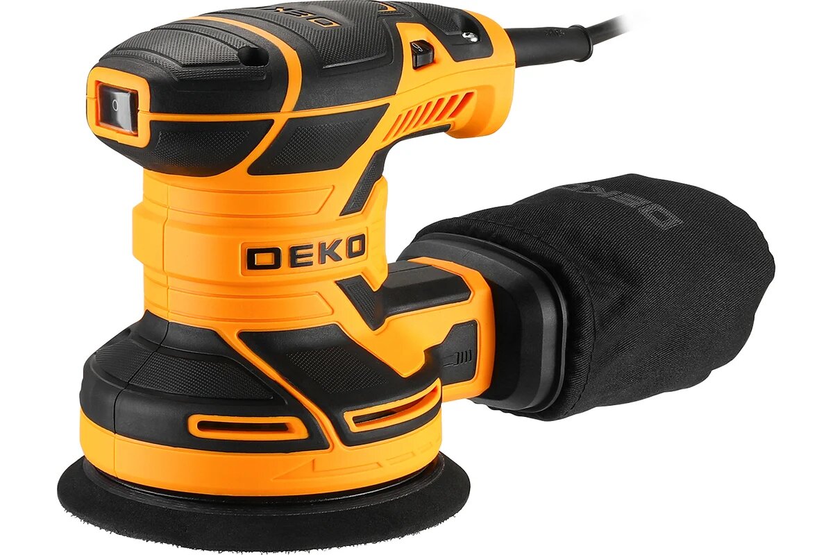 DEKO Шлифмашина эксцентриковая сетевая DKG400-125 с набором кругов 36 шт. 085-1100
