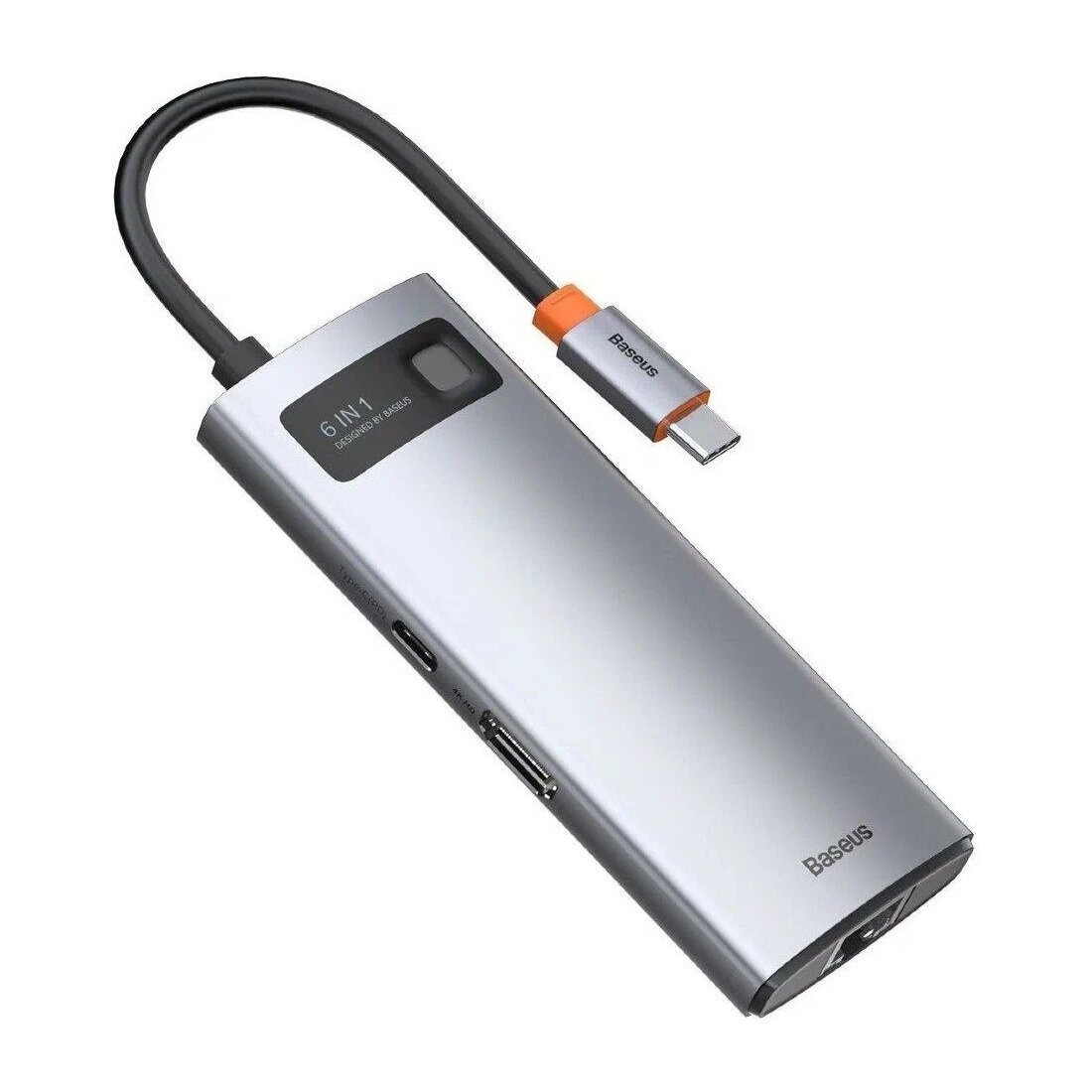 USB-концентратор Baseus Metal Gleam Series 6-in-1 Multifunctional Type-C HUB Docking Station Grey CAHUB-CW0G - фото №5