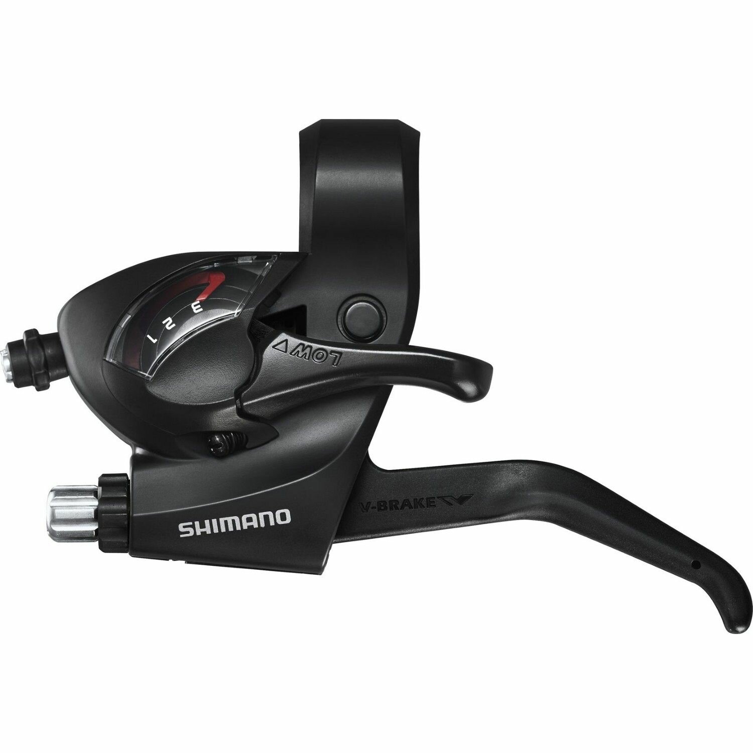 Шифтер Shimano Tourney ST-EF41-L, 3 скорости, левый, с ручкой тормоза V-Brake, 2-8120 (Перекл-ль TOURNEY ASTEF41LBL шифтер+торм ручка (2пальца) 3ск левый черный SHIMANO,2-8120)