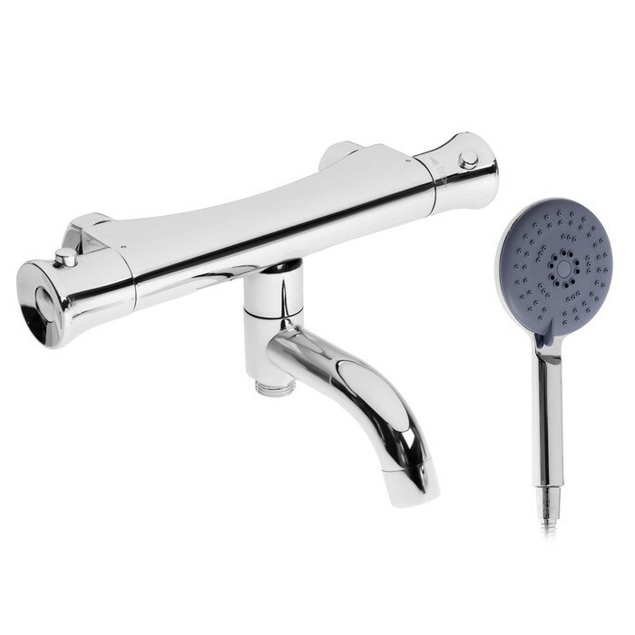 фото Смеситель для ванны ZEIN Z4482, термостатический, душевой набор, лейка 5 режимов, хром