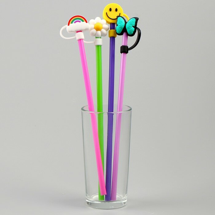 Трубочки для коктейля "Лето", набор 4 шт, цвет микс (комплект из 6 шт) - фотография № 4