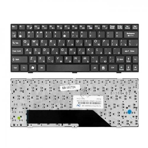 Клавиатура для ноутбука MSI Wind U160 U135 L1350 Series. Плоский Enter. Черная с черной рамкой.