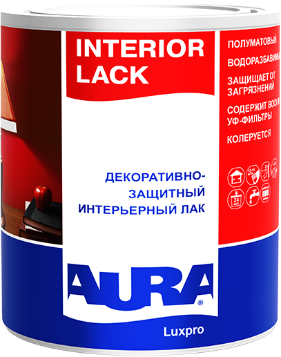 Лак Интерьерный Aura Luxpro Interior Lack 2.5л Полуматовый, Декоративно-Защитный, без Запаха / Аура Люкспро Интериор Лак.