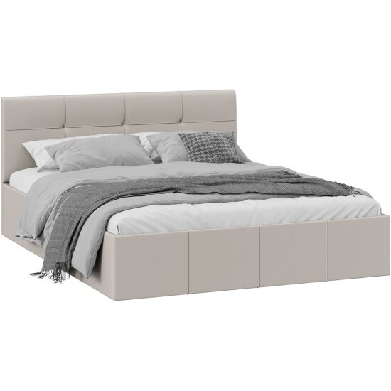 фото Кровать Трия Лора с мягкой обивкой и заглушиной (1600) с ПМ Велюр Confetti Smoke