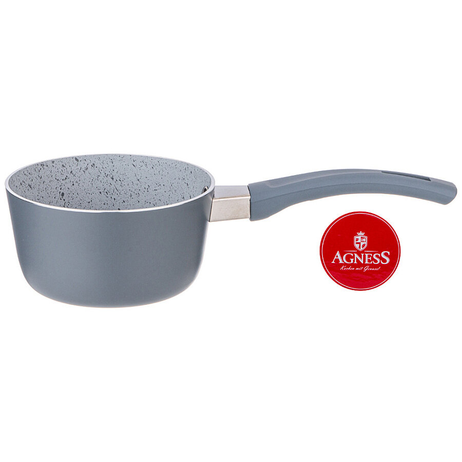 фото Ковшик agness Black marble с антип. покр. ручка soft touch 600 мл без упаковки 12*6