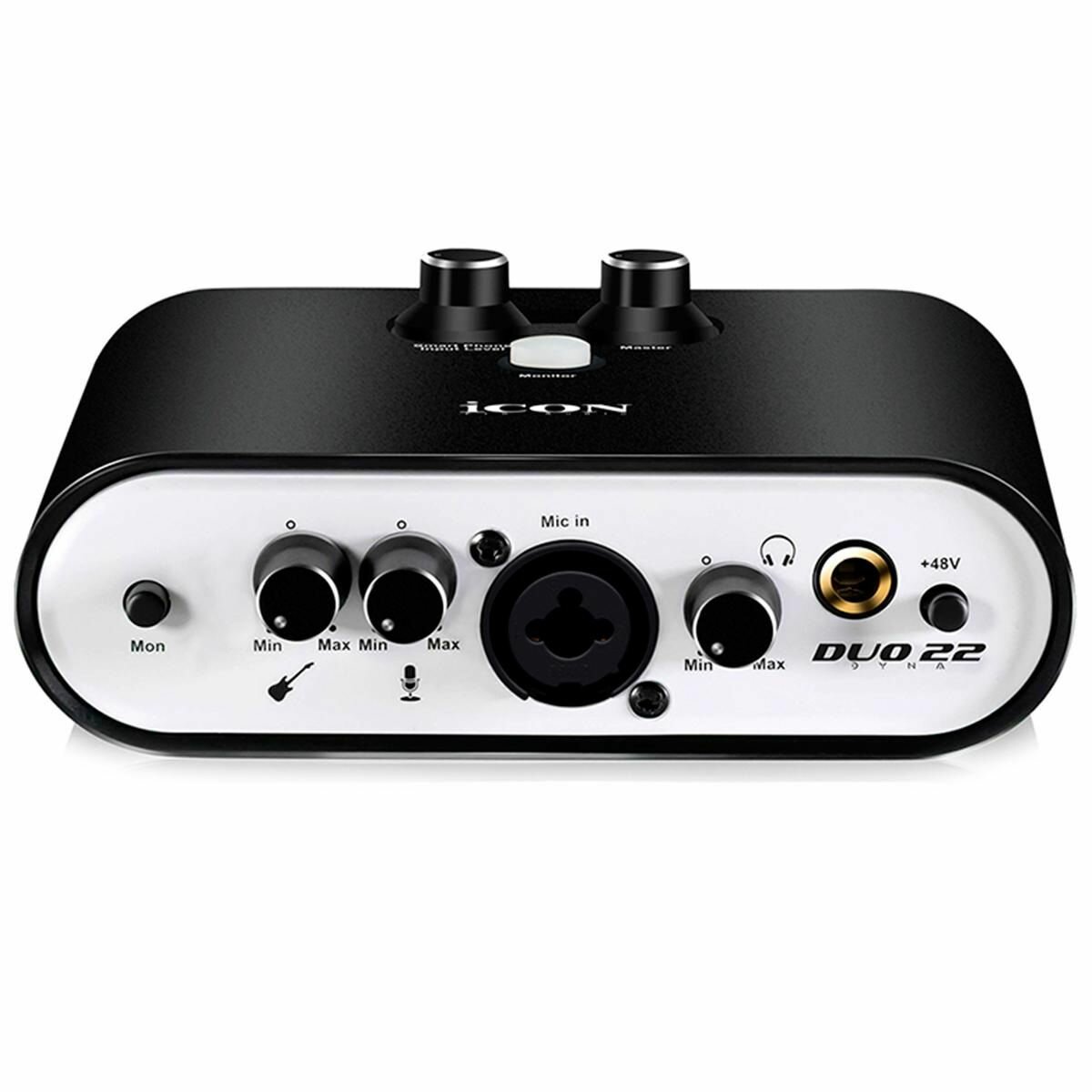ICON Duo22 Dyna - USB аудио интерфейс АЦП/ЦАП 24 бит/192 кГц дин. диапазон 127 дБ Combo XLR/TS микр. вход питание +48 В 1/4