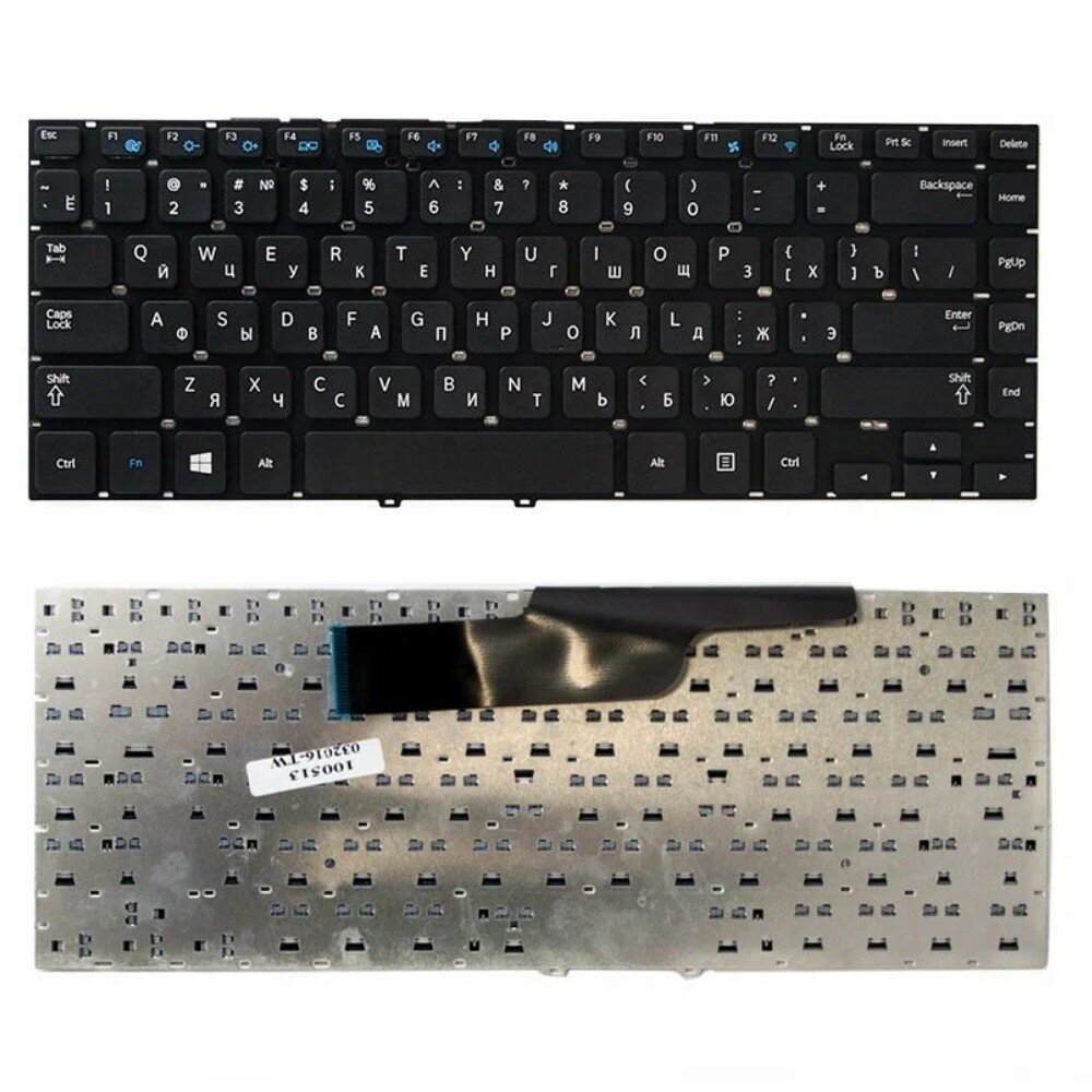 Клавиатура для ноутбука Samsung 300E4A 300V3A 300V4A 305V4A NP300E4A NP300V4A Series. Плоский Enter. Черная без рамки
