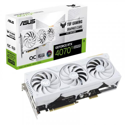 Видеокарта ASUS TUF Gaming GeForce RTX 4070 Ti SUPER BTF White OC Edition 16GB (TUF-RTX4070TIS-O16G-BTF-WHITE), Retail