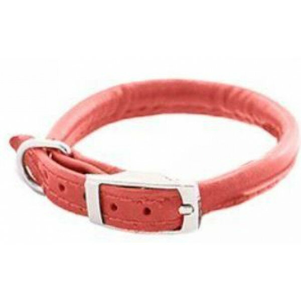 фото Yami-Yami Ошейник кожаный круглый "Поньч" розовый, 5мм, 22-26см