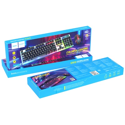 Проводной комплект клавиатура и мышь Hoco GM18 с подсветкой черный*
