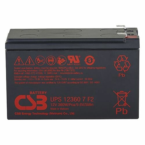 Аккумуляторная батарея для ИБП CSB UPS 12360 7 12В 7.5Ач [ups 123607 f2]