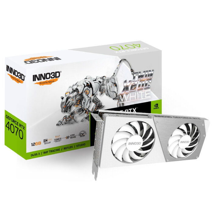 Inno3D Видеокарта INNO3D RTX 4070 Twin X2 OC WHITE STEALTH //RTX4070, HDMI, DP*3, 12G, D6X