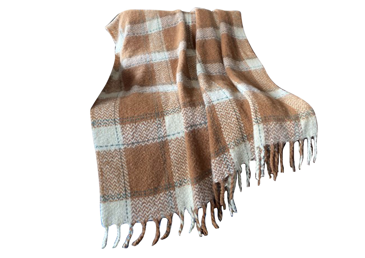 фото Tarrington House Плед полиэстер клетка терракотовый 850г, 130 x 170см