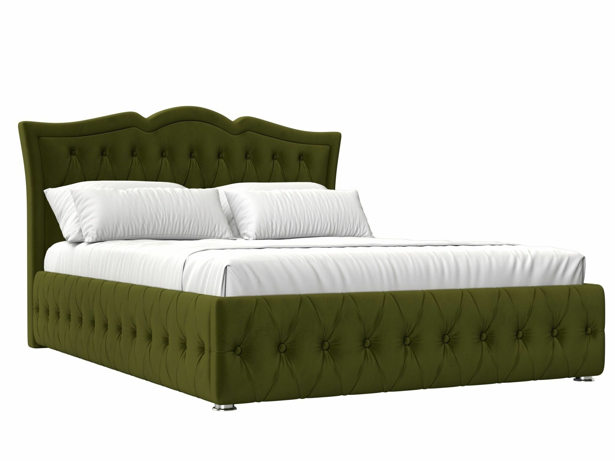 Интерьерная кровать Герда 160, Микровельвет зеленый