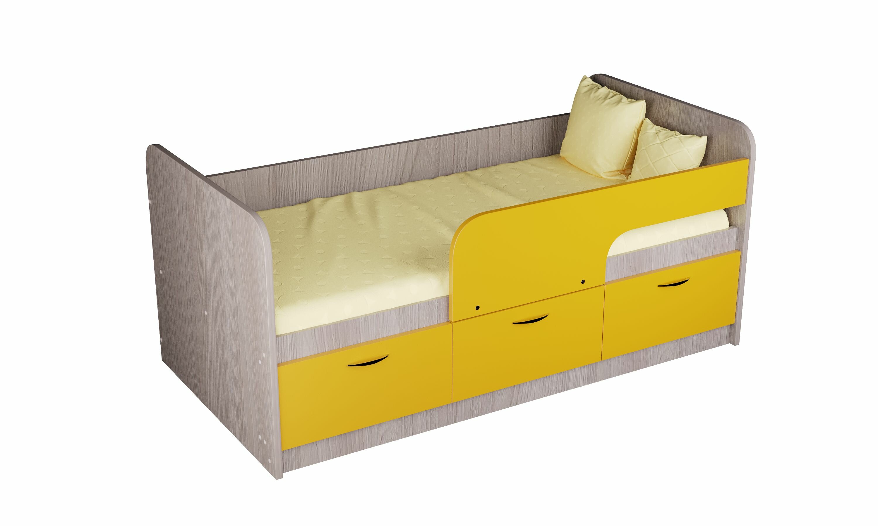 VERA-mebel детская кровать Радуга-2, 160х80см. цвет каркаса цвет шимо, фасад солнечн