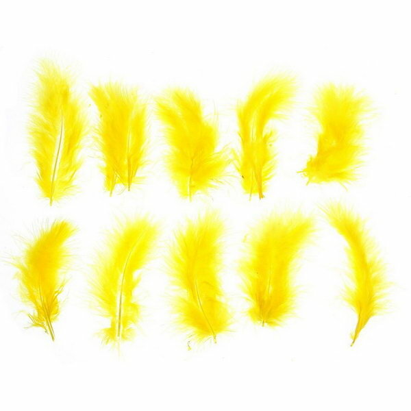 Набор перьев для декора 10 шт размер 1 шт: 10 x 2 см цвет жёлтый