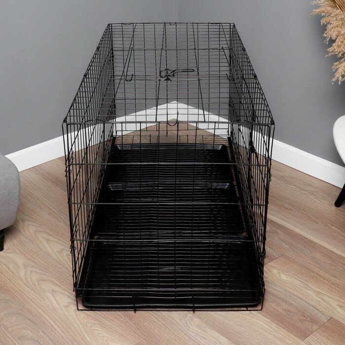 Клетка с люком для собак, 130 х 60 х 70 см, чёрная - фотография № 2