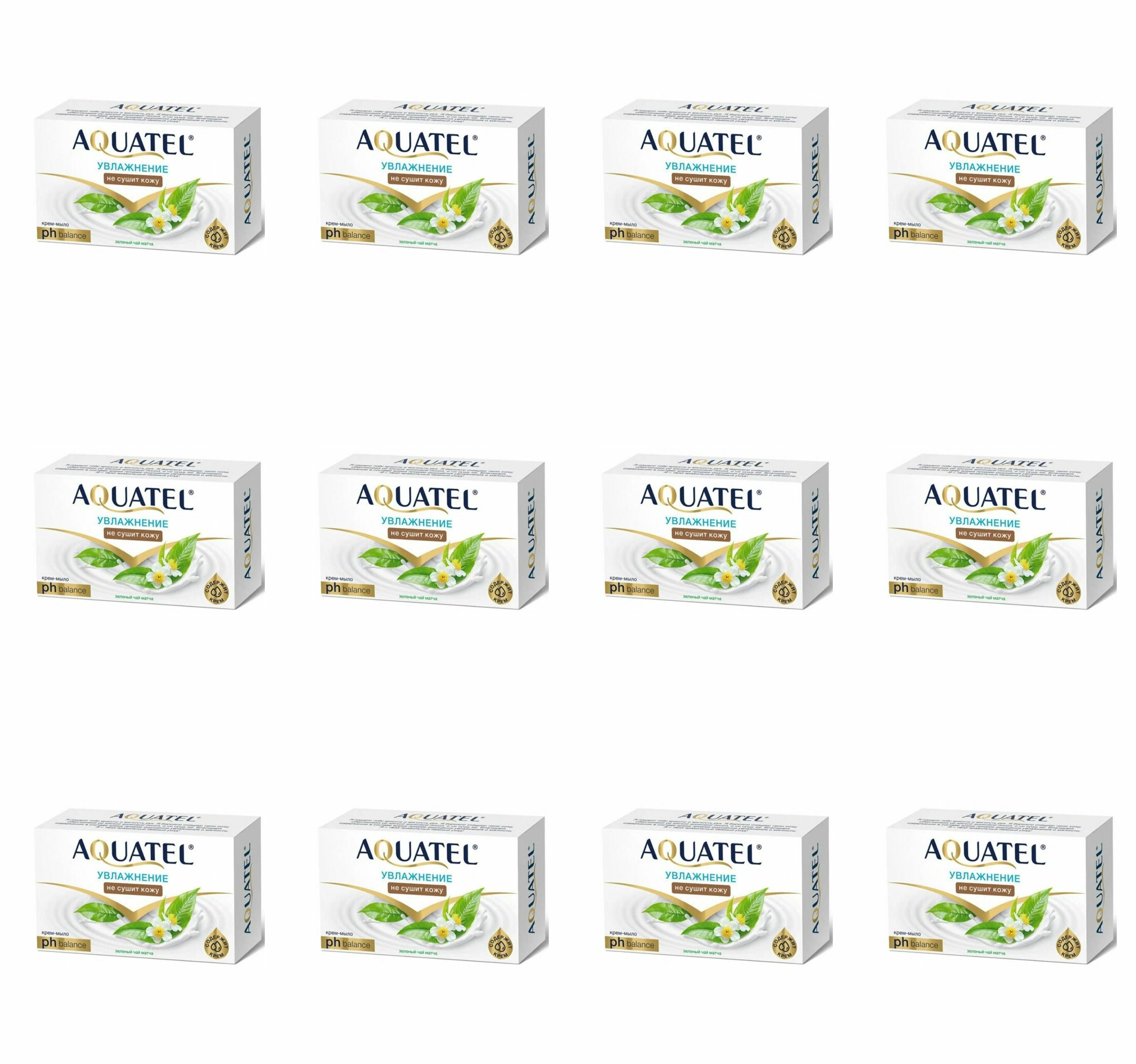 фото Aquatel Крем-мыло твердое Зеленый чай Матча, 90 г, 12 штук