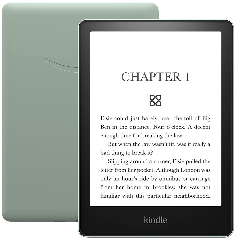 Электронная книга Amazon Kindle PaperWhite 2021 16Gb Ad-Supported Agave Green с обложкой ReaderONE PaperWhite 2021 Black