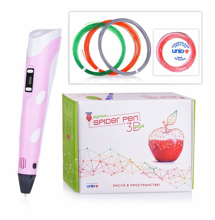 3D ручка Spider Pen PLUS с ЖК дисплеем розовая 2400P