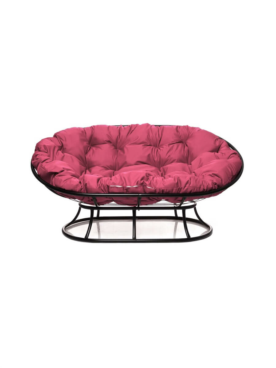 Садовый диван "Мамасан" без ротанга черное с розовой подушкой M-Group - фотография № 1