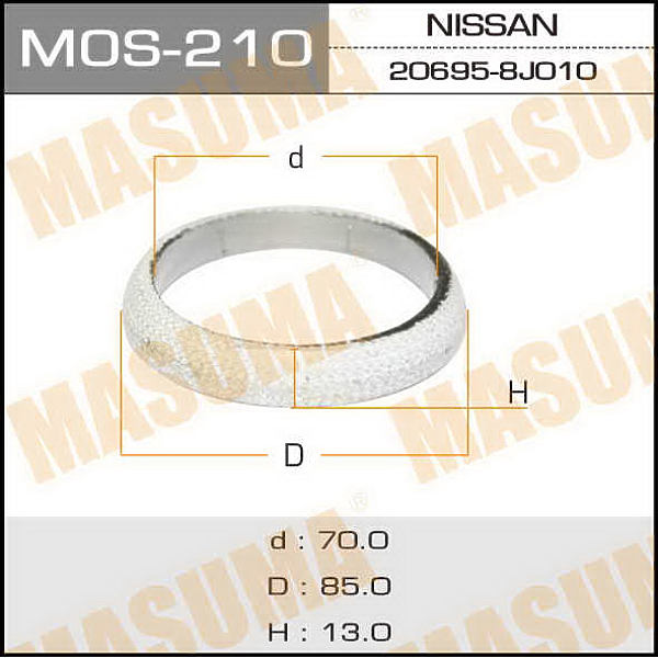 MASUMA MOS-210 (206951HJ6E / 20695CN000 / 20695ED10A) кольцо глушителя Nissan (Ниссан) murano / teana / x-trail 2004 = 70х85