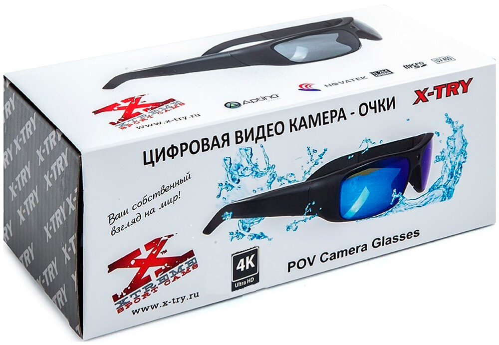Экшн камера-очки X-TRY XTG447 UHD REAL 4K 128 GB SILVER