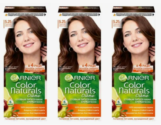 Краска для волос Garnier, Color Naturals, 5.25 горячий шоколад, 110 мл, 3 шт
