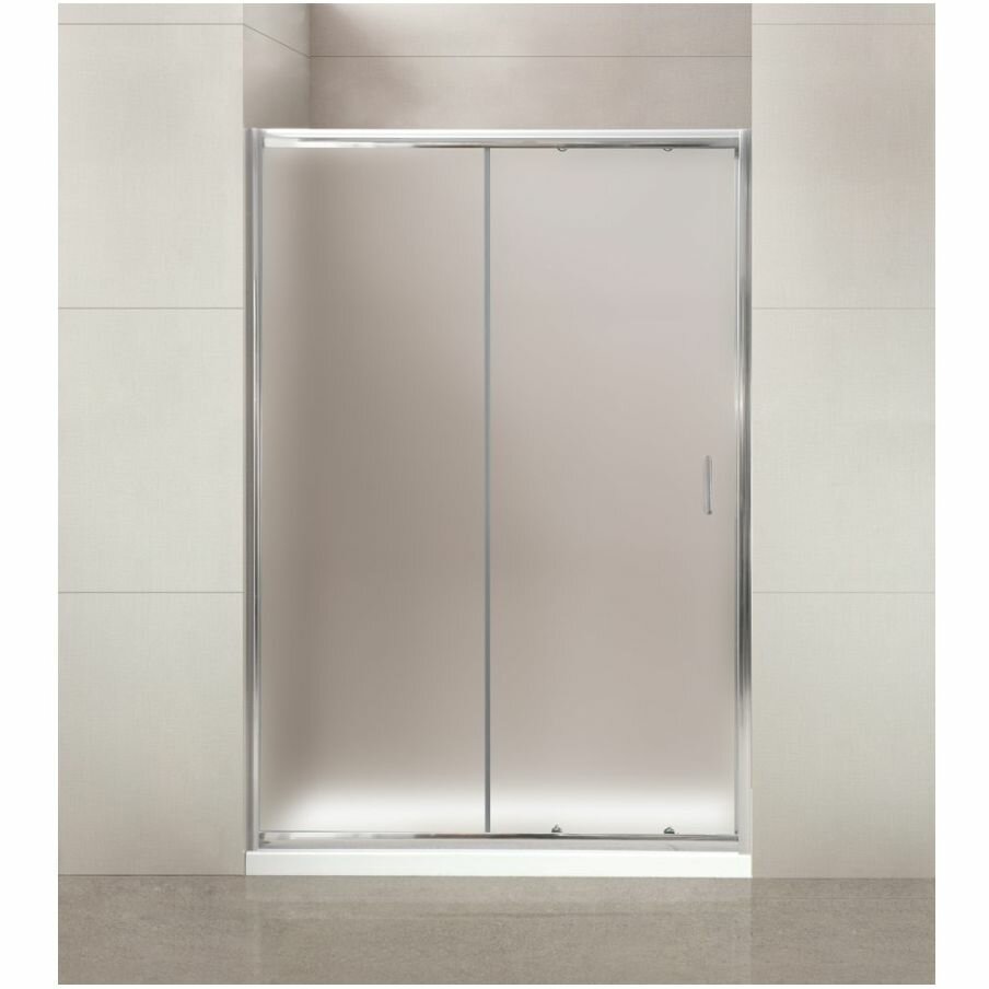 Душевая дверь в нишу с одной раздвижной дверью с рифленым стеклами профиль хром 1250х1850 мм. BelBagno UNO-BF-1-125-P-Cr