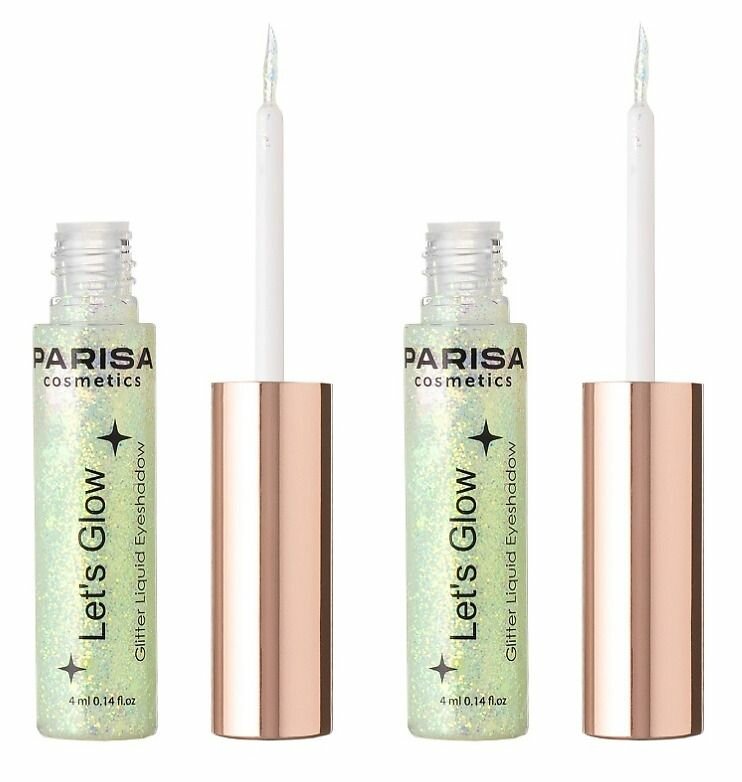 Parisa Cosmetics Тени жидкие для век с глиттером Let's Glow тон 03 emerald EL-101