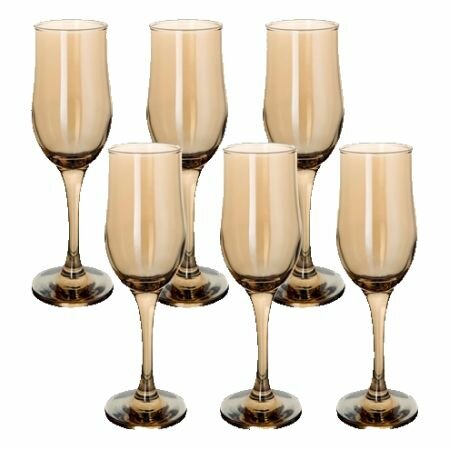 Набор 6-ти бокалов для шампанского Золотистый мёд 200 мл ME160-05 KSMB-ME160-05