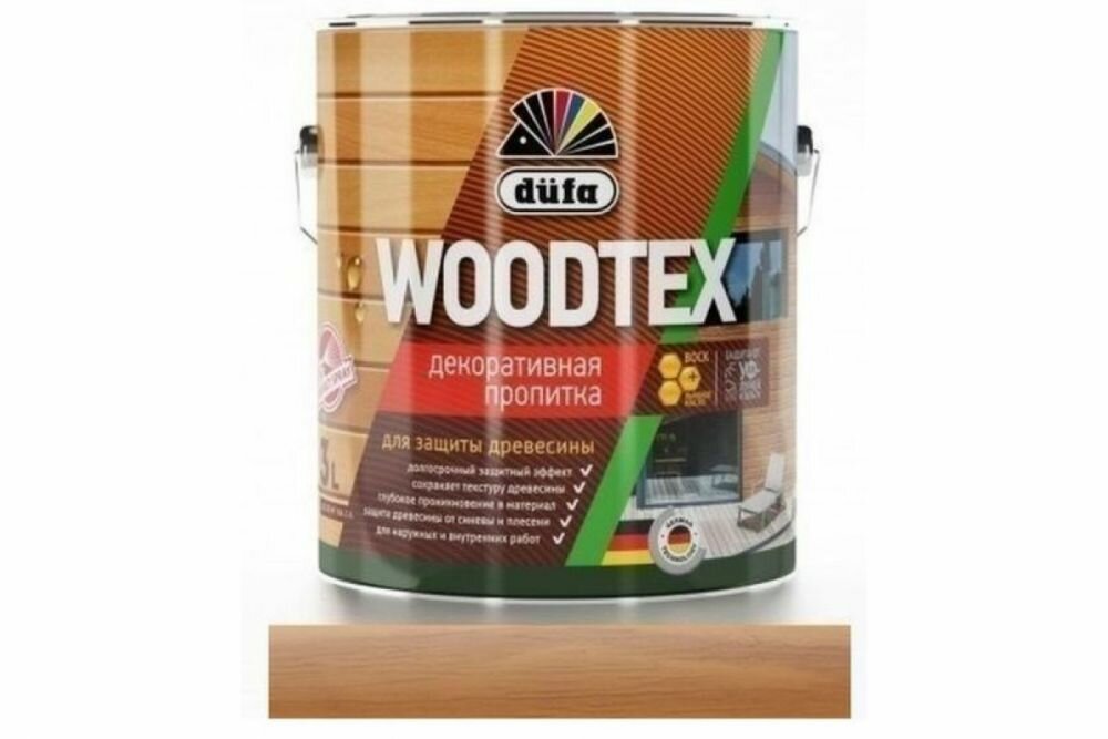 Пропитка Dufa Woodtex 0.9л Тик для Дерева Алкидная с Твердым Воском в Составе / Дюфа Вудтекс.