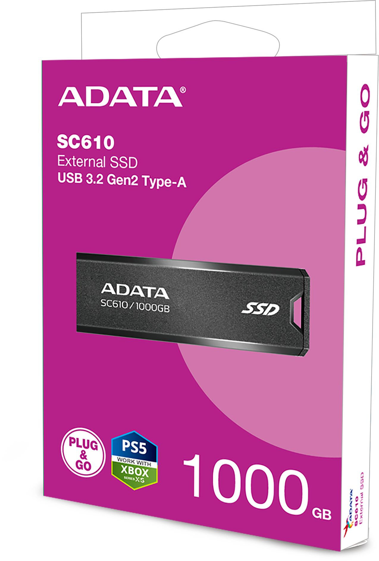 Накопитель SSD A-Data USB 3.1 1TB SC610-1000G-CBK/RD SC610 1.8