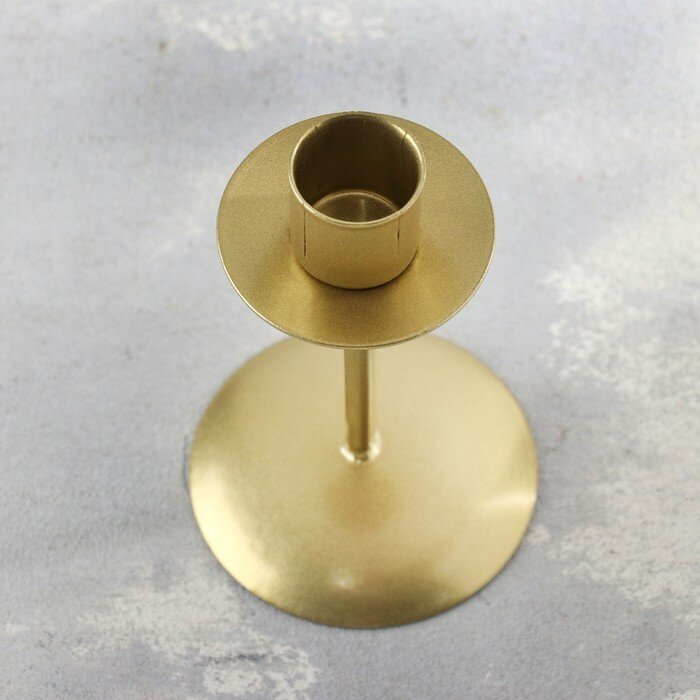 Подсвечник "Боб" металл на одну свечу, 7,4х12 см, золотой - фотография № 3