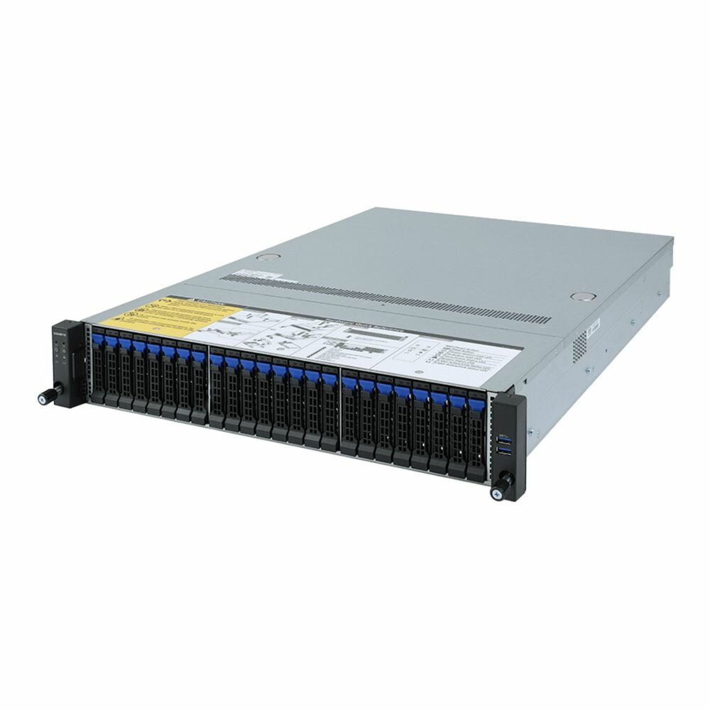 Сервер GIGABYTE R272-Z31 (rev. A00) 1 x /без ОЗУ/без накопителей/количество отсеков 2.5" hot swap: 24/2 x 800 Вт/LAN 1 Гбит/c