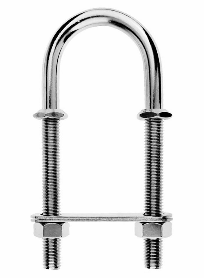 фото Рым-болт U-образный с 2 гайками и 2 крепежными пластинами 12x150 мм. (10014309)