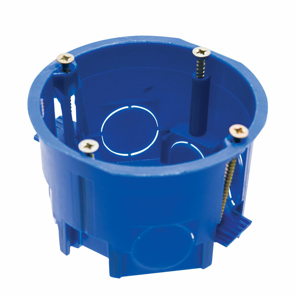 фото Подрозетник с лапками для полых стен, синий, EBX20-02-2 арт. 39294