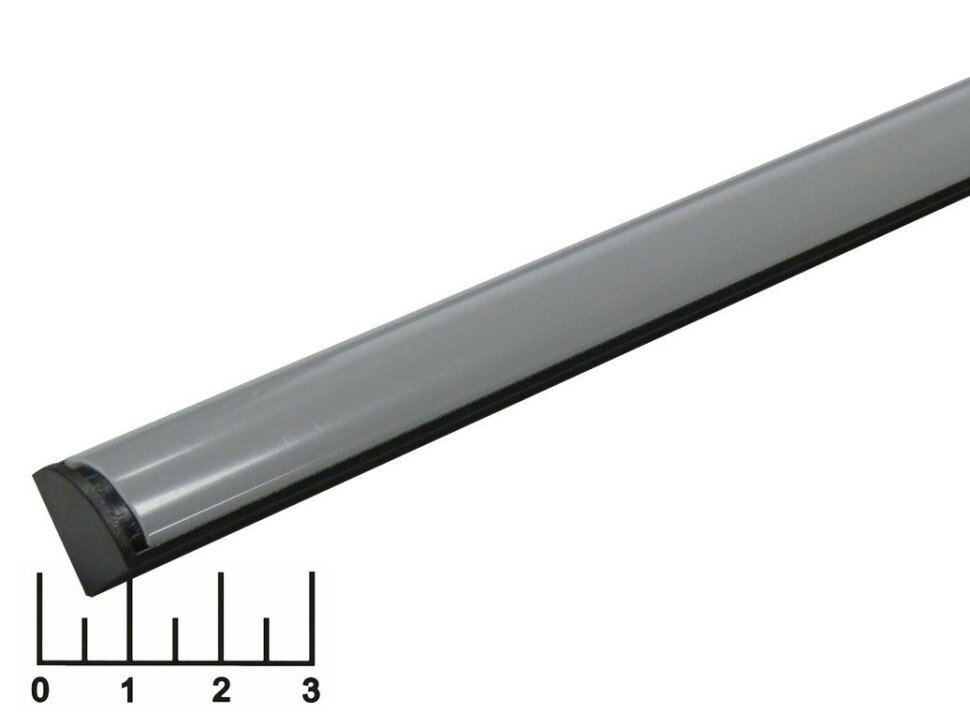 Алюминиевый профиль угловой для светодиодной ленты VIASVET Профиль SP280B угловой алюминиевый черный овал 2000*16*16 (с мат. кругл. рассеив 2 загл 3кл.)