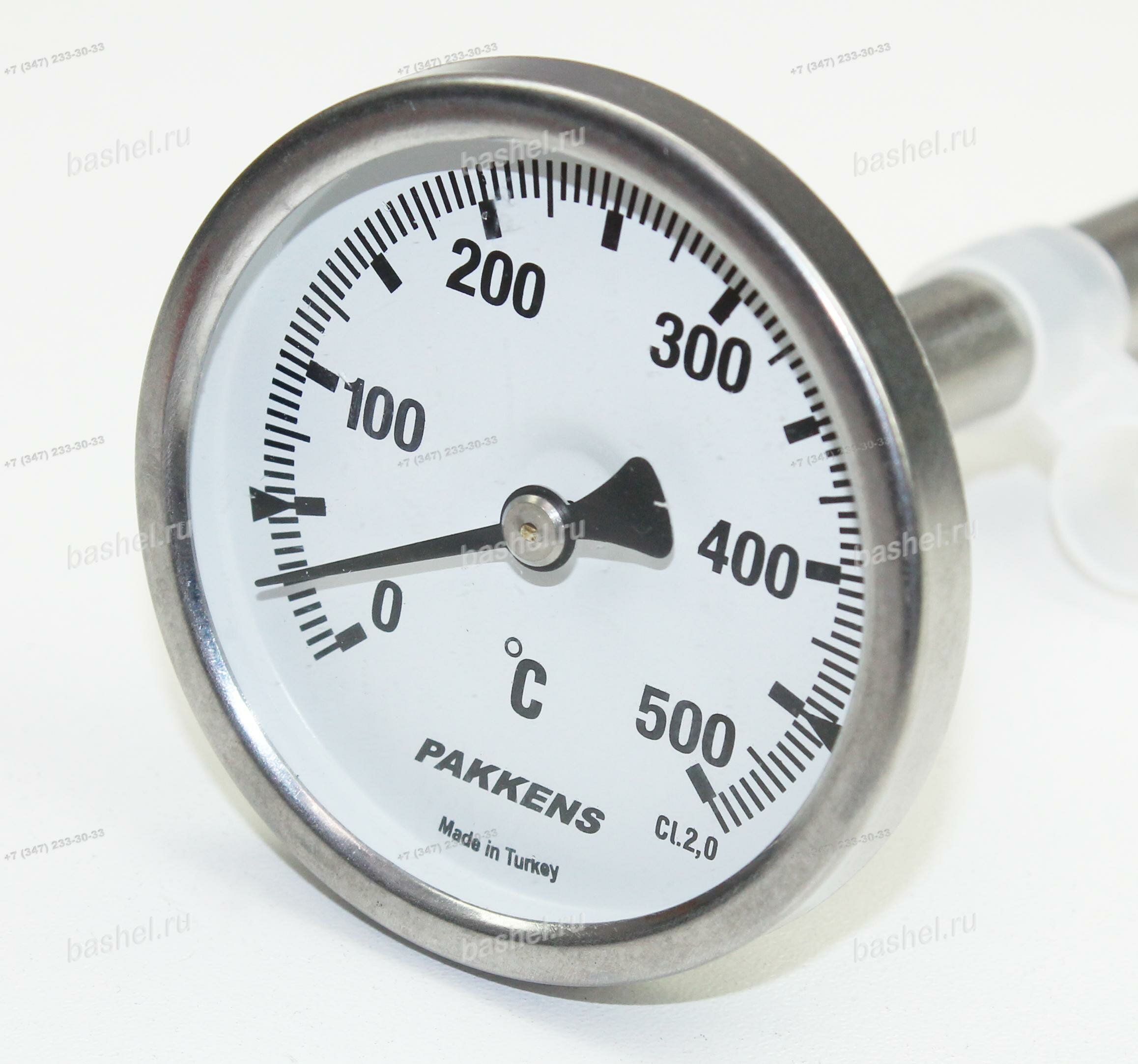 Термометр биметаллический 0…500°С Pakkens 144018 гильза - G1/2 D-12mm L-100mm