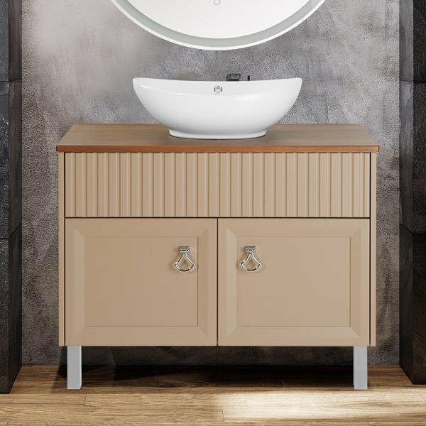 фото ASB-Woodline Тумба с раковиной ASB-Woodline Риола 100 капучино