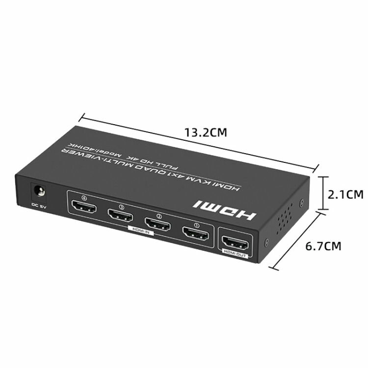 4-портовый HDMI USB KVM-видеоразветвитель с ИК-пультом дистанционного управления, мультивьювер-видеостена — фото 2