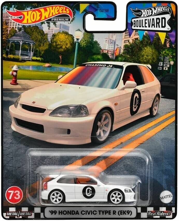 Коллекционная Premium машинка Hot Wheels '99 Honda Civic Type R (EK9) Championship White (коллекция Boulevard 2023, №73)