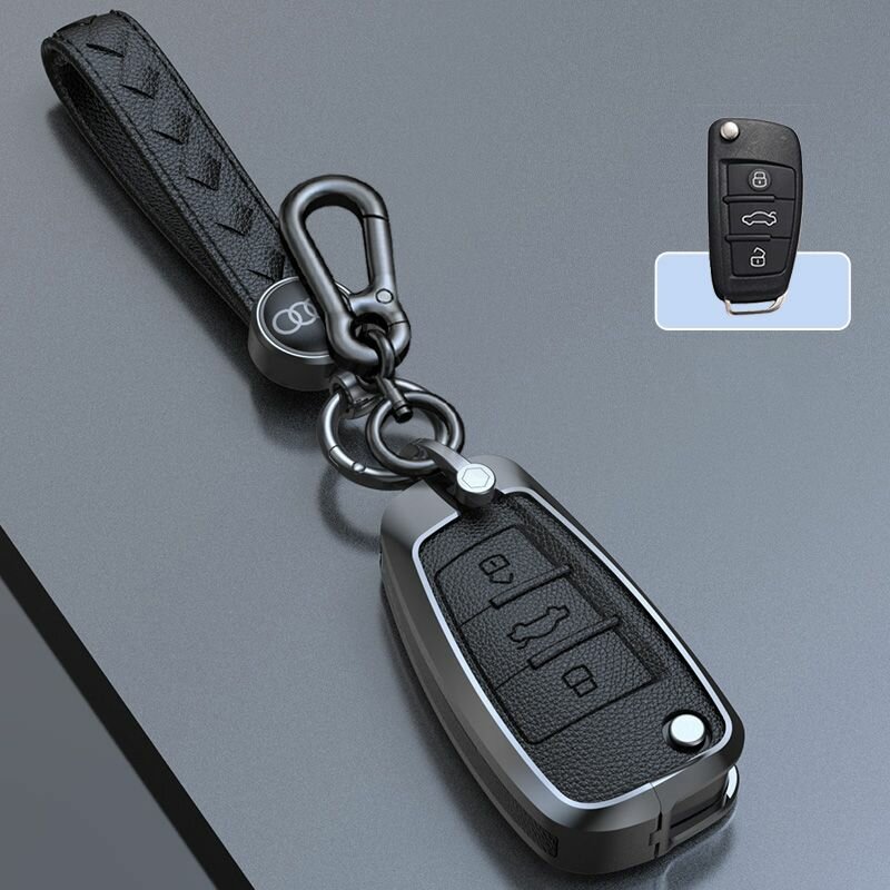 Чехол для смарт ключа из цинкового сплава Audi D (черный)