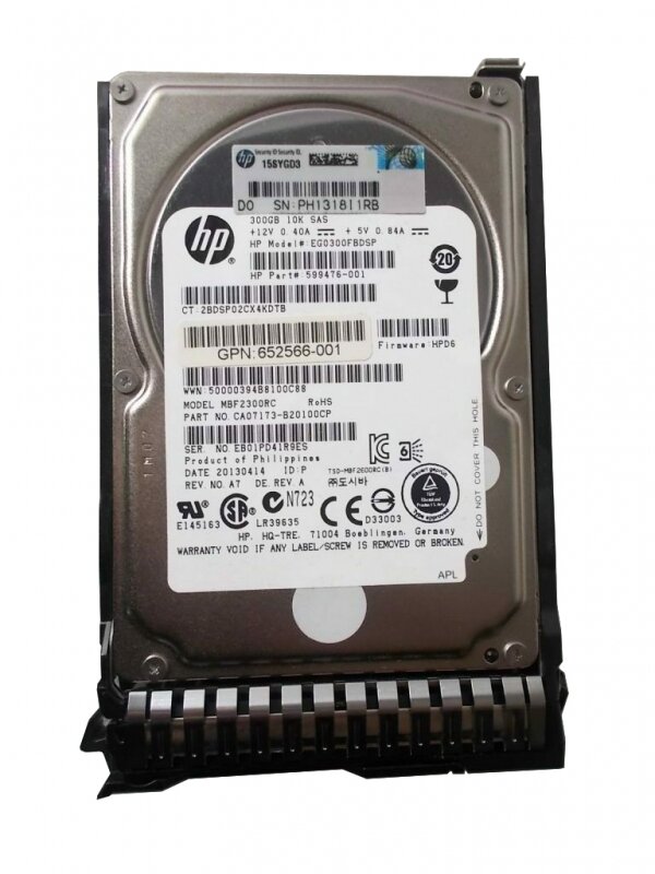   HP 300GB, 3G, SAS, 10K RPM, SFFDP 599476-001