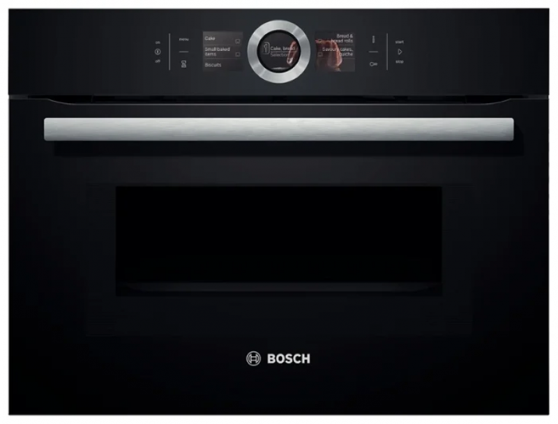 Компактный электрический духовой шкаф с СВЧ Bosch CMG636BB1, чёрный
