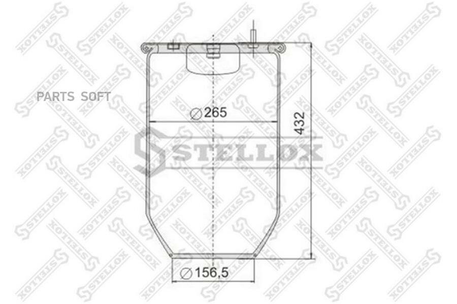 STELLOX 9008100SX 90-08100-SX_пневмопод. без стак. !h432 4шп.M12. 1отв.штуц.M22. Н: 1отв. d160 \SAF/ROR/Trailor/Volvo