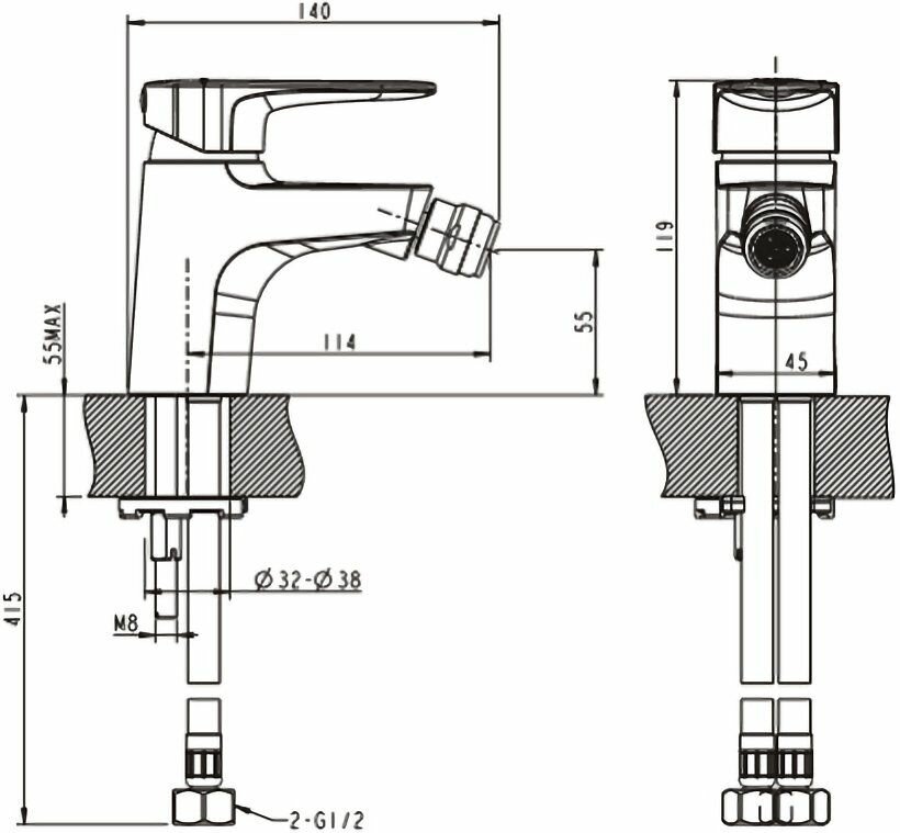 Смеситель для душа Bravat Eler F3239218CP-1 рычажный