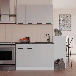 Прямой кухонный гарнитур Фаворит 1.2 м, Серый камень.